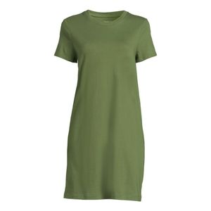 Green Short-Sleeved T-Shirt Dress